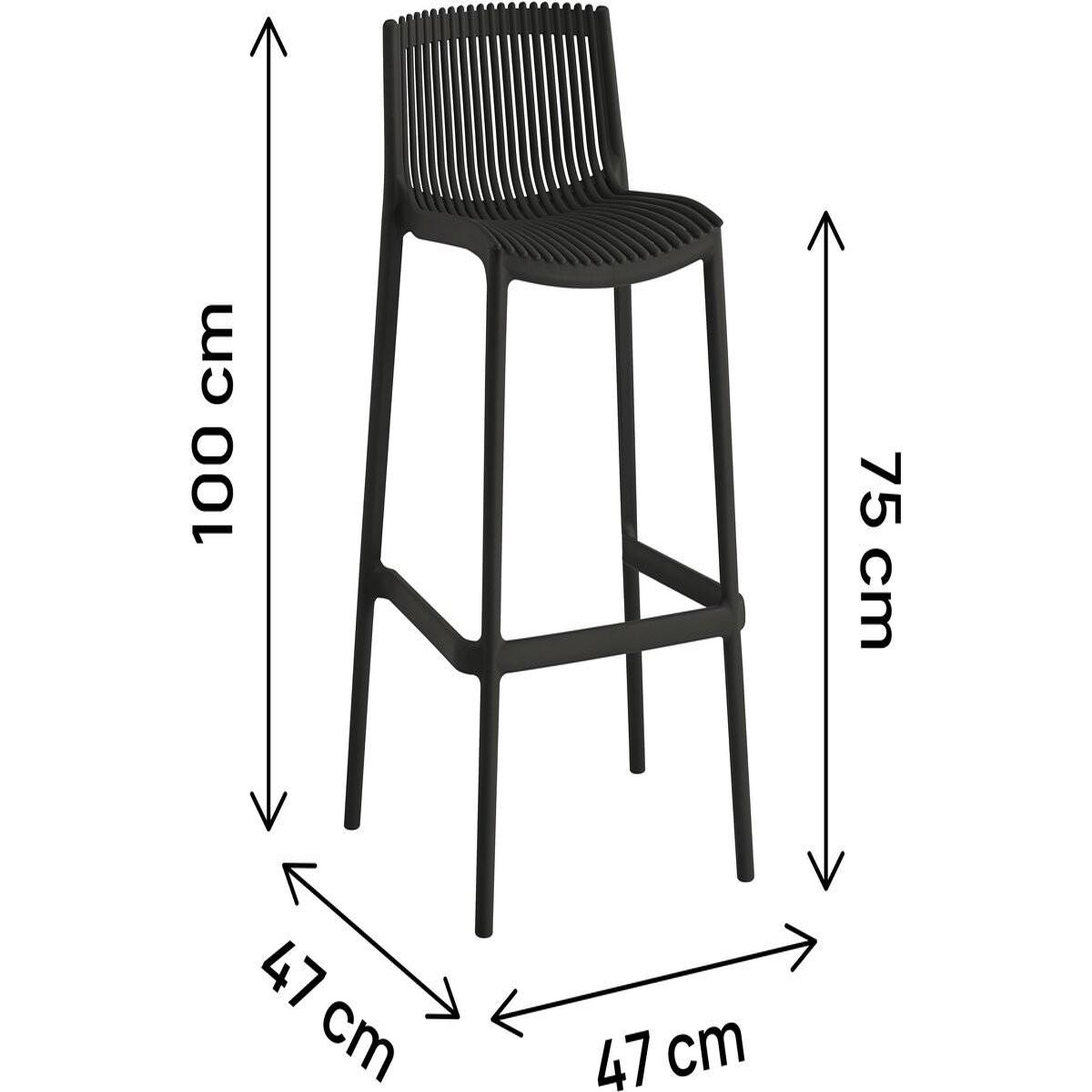 Voir la diapositive 3 : Habitat et Jardin Lot de 2 chaises hautes empilables en plastique  néora  - noir