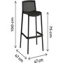 Voir la diapositive 3 : Habitat et Jardin Lot de 2 chaises hautes empilables en plastique  Néora  - Noir