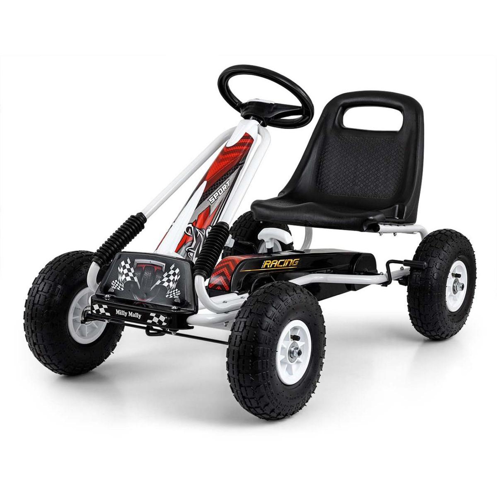 MILLY MALLY Kart à Pédales Sportif Thor Blanc pour Enfants de 3 à 8 Ans