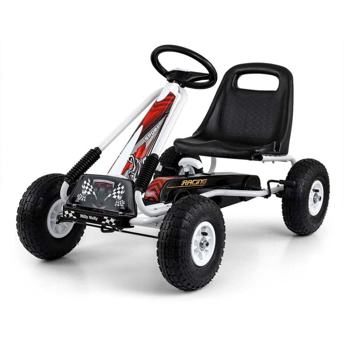 MILLY MALLY Kart à Pédales Sportif Thor Blanc pour Enfants de 3 à 8 Ans