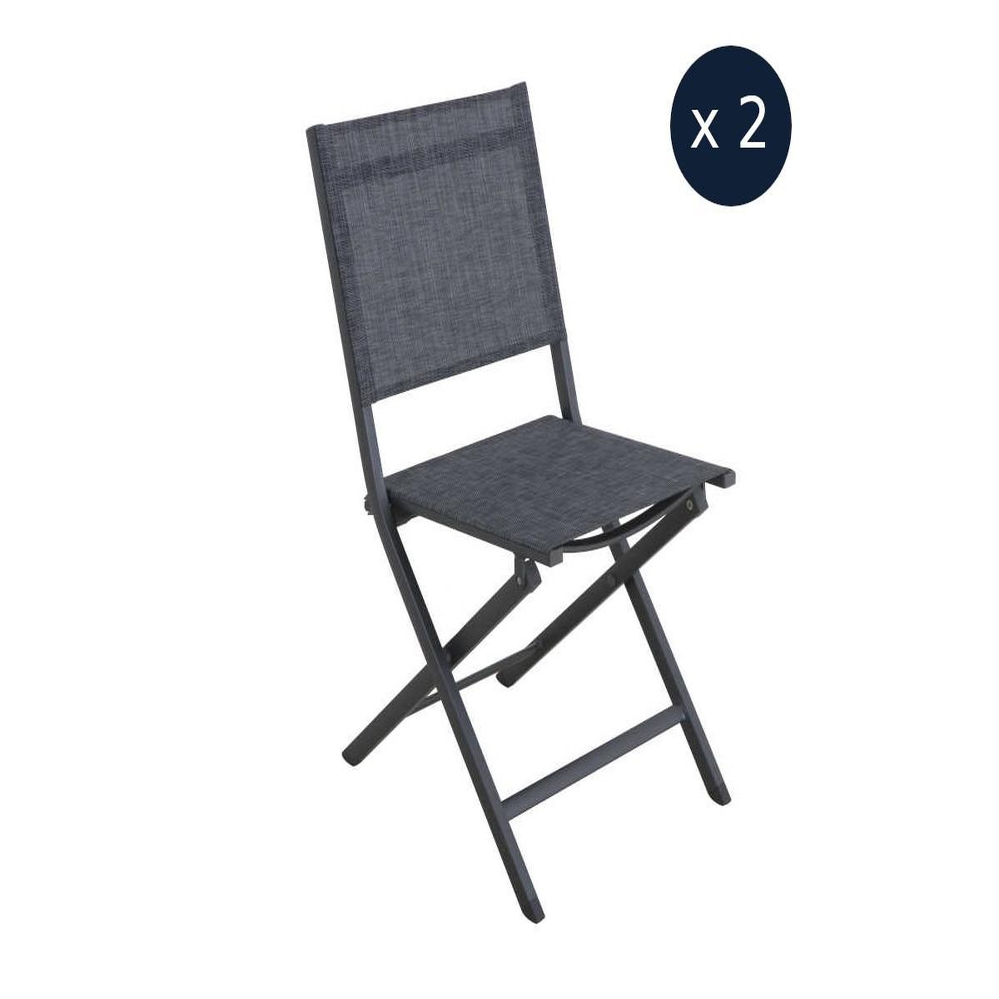 Voir la diapositive 1 : JARDIDECO 2 Chaises de jardin pliante Censo structure aluminium - Jardideco