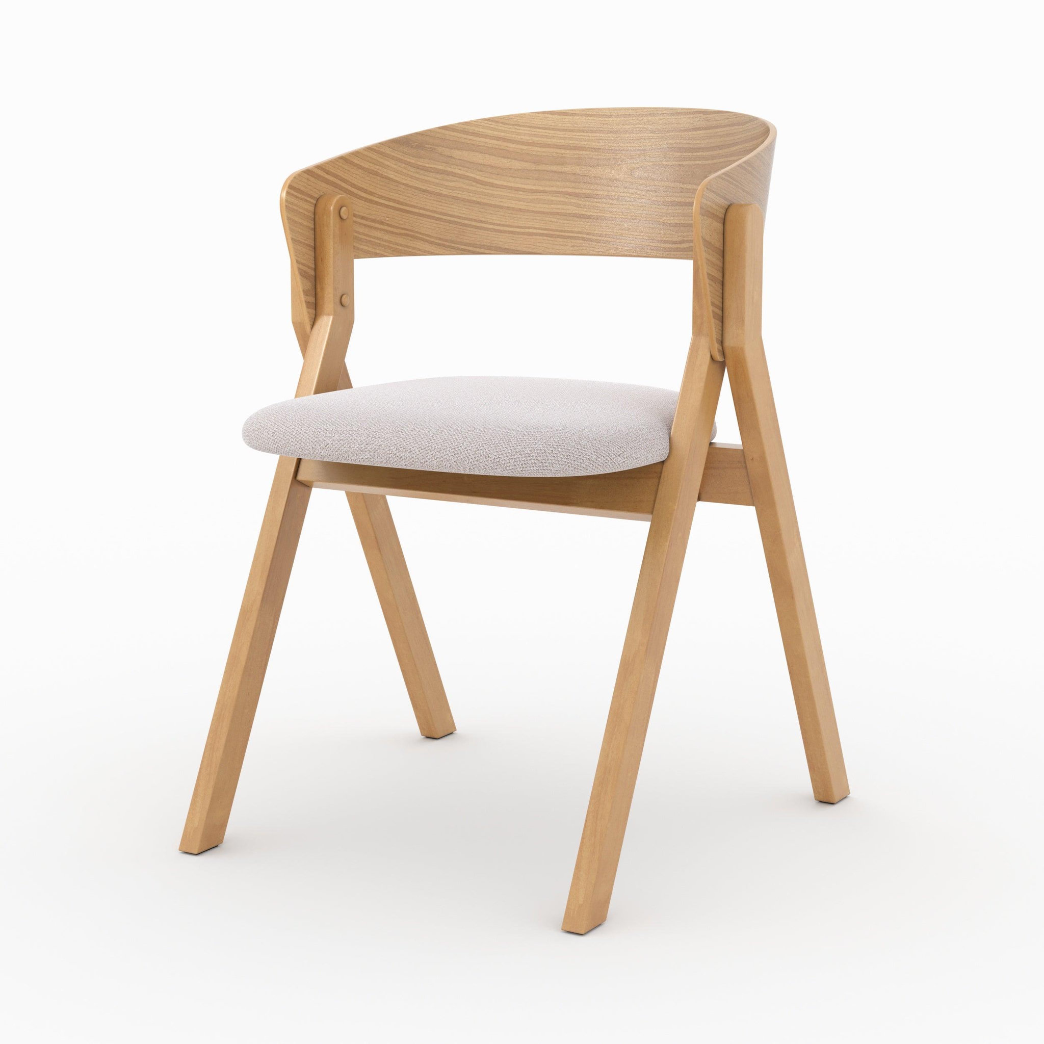 MAISON PAVANE Chaise en bois d'hévéa et tissu beige-héloïse