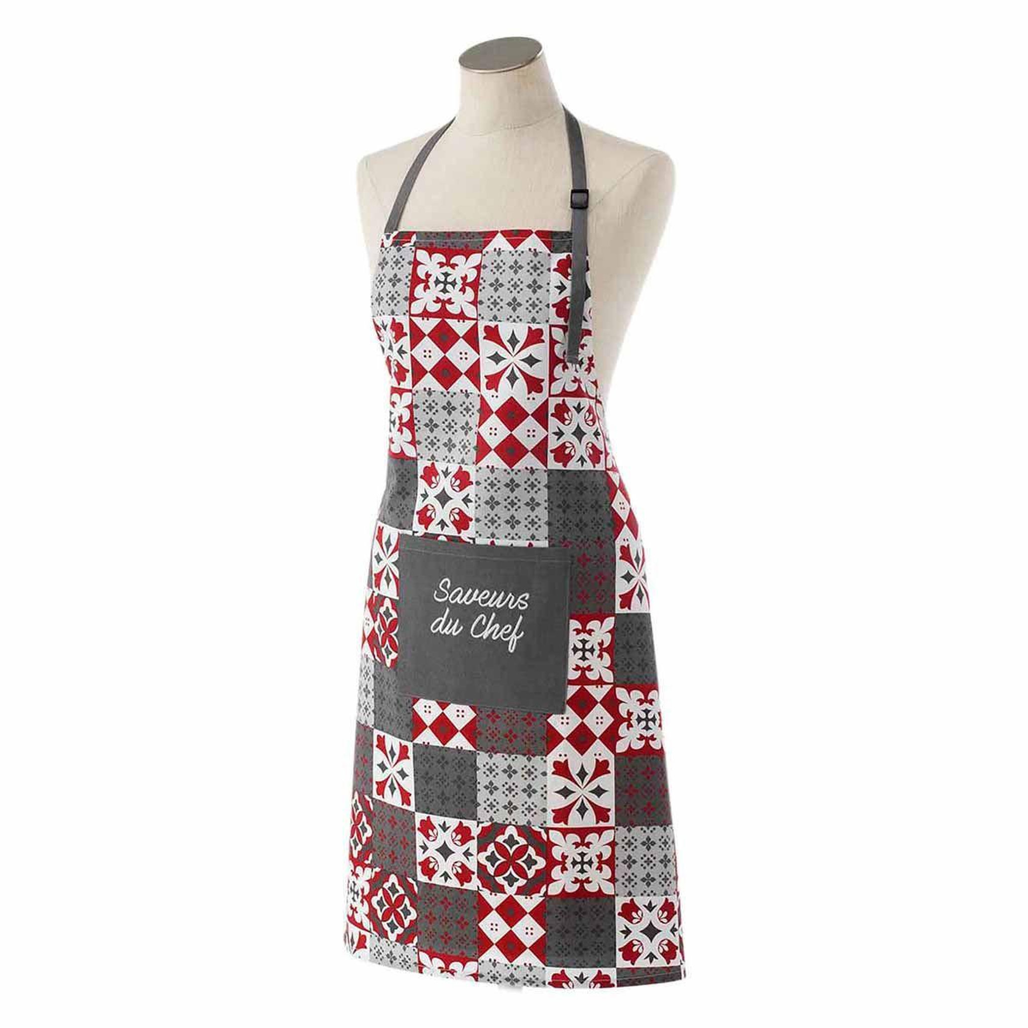 Douceur d'Intérieur Tablier de cuisine  credence  84cm gris & rouge