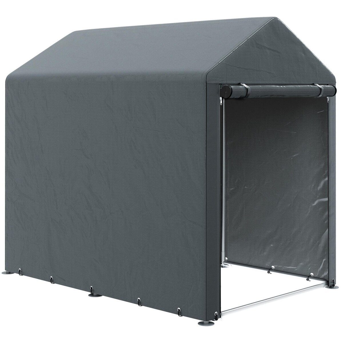 OUTSUNNY Abri de jardin tente de stockage portable abri de vélo garage pour extérieur avec cadre en métal galvanisé et grande porte, 1,2 x 1,8 m gris foncé