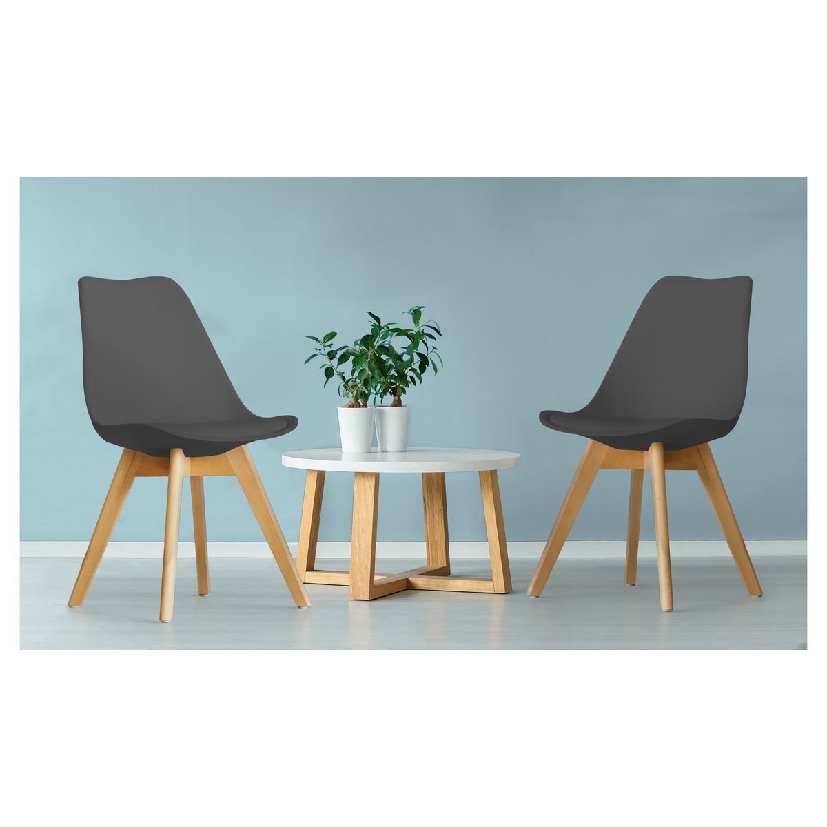 Lot de 2 chaises pieds bois massif LYDIA