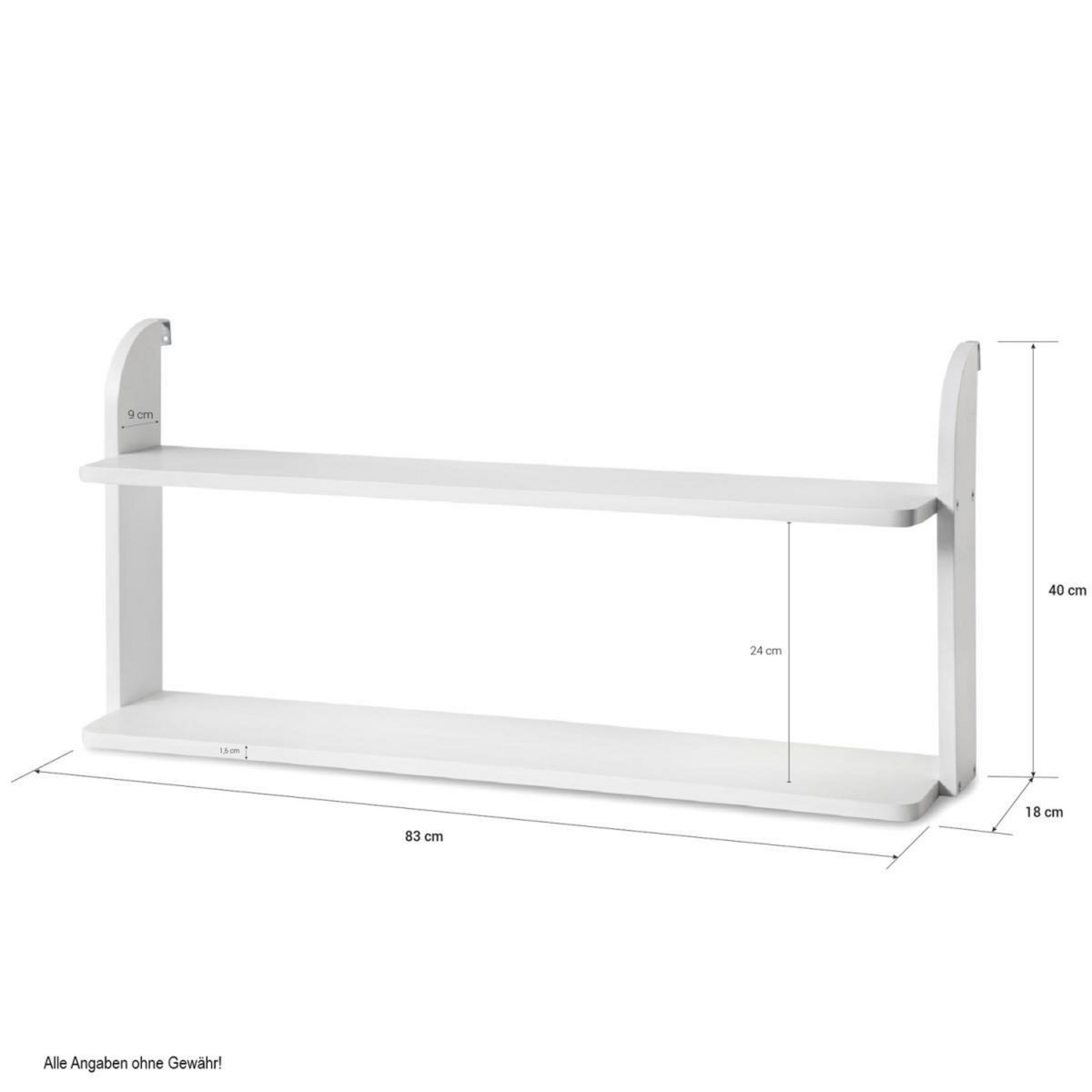 HomeStyle4U Etagère double suspendue blanche en bois 83cm à fixer à un lit