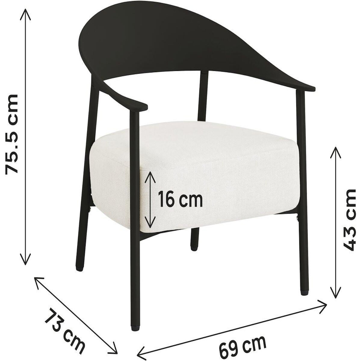 Habitat et Jardin Lot de 2 fauteuils de jardin en plastique et en métal  Céora  - Noir