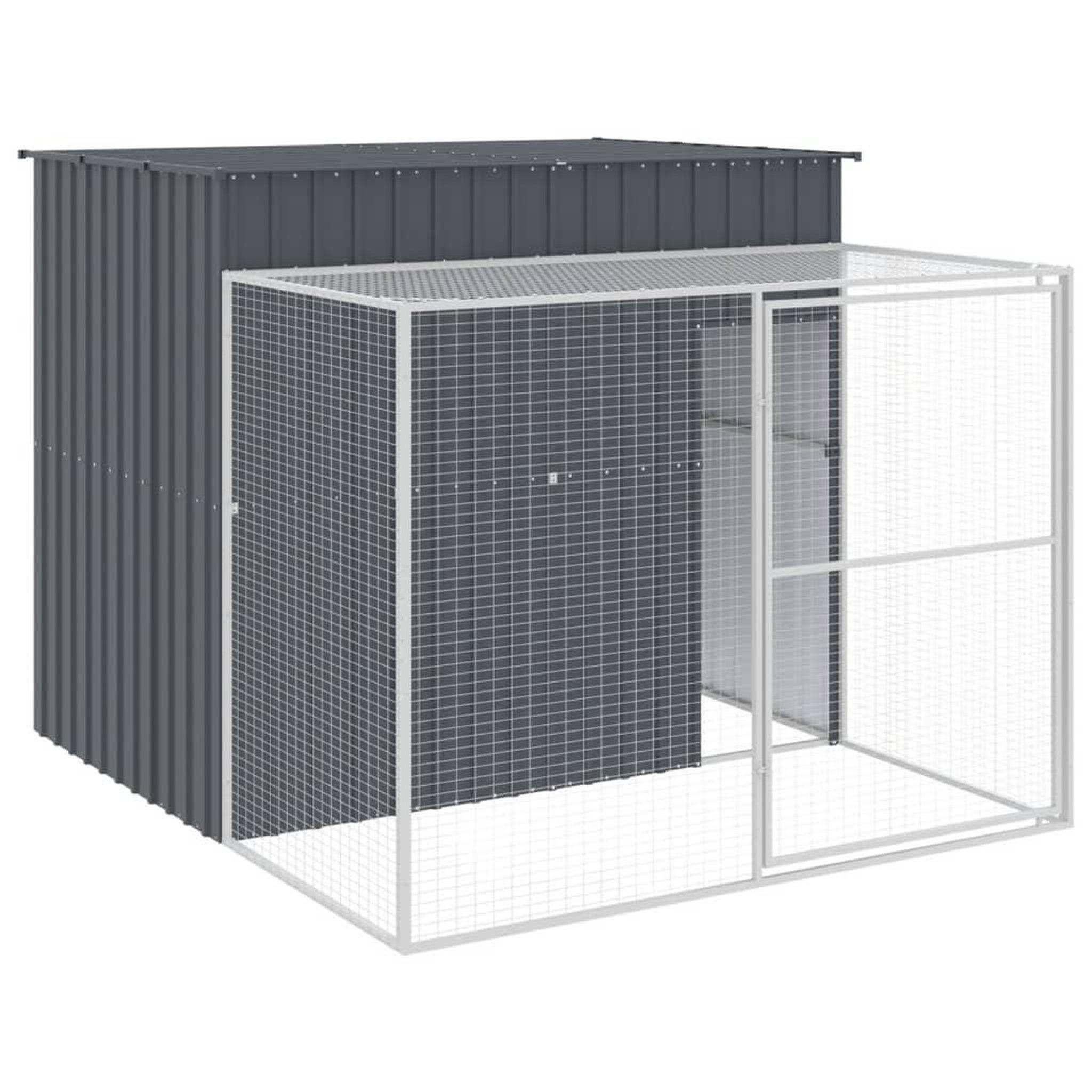 Voir la diapositive 2 : VIDAXL Niche pour chien avec cour anthracite 214x253x181 cm
