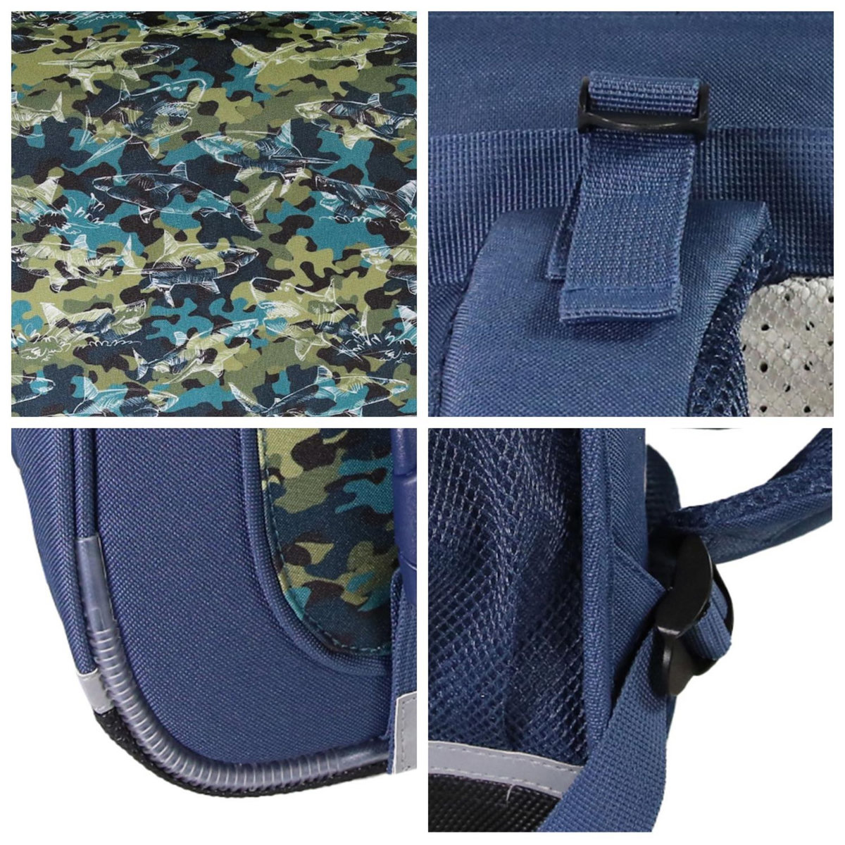 Bagtrotter Cartable Scolaire Primaire 38cm Phileas - Requins Bleu Marine  2 Compartiments - Bagtrotter