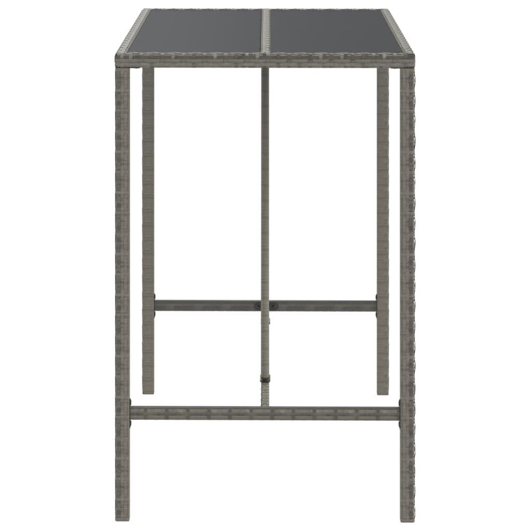 Voir la diapositive 4 : VIDAXL Table de bar et dessus en verre gris 110x70x110 cm poly rotin