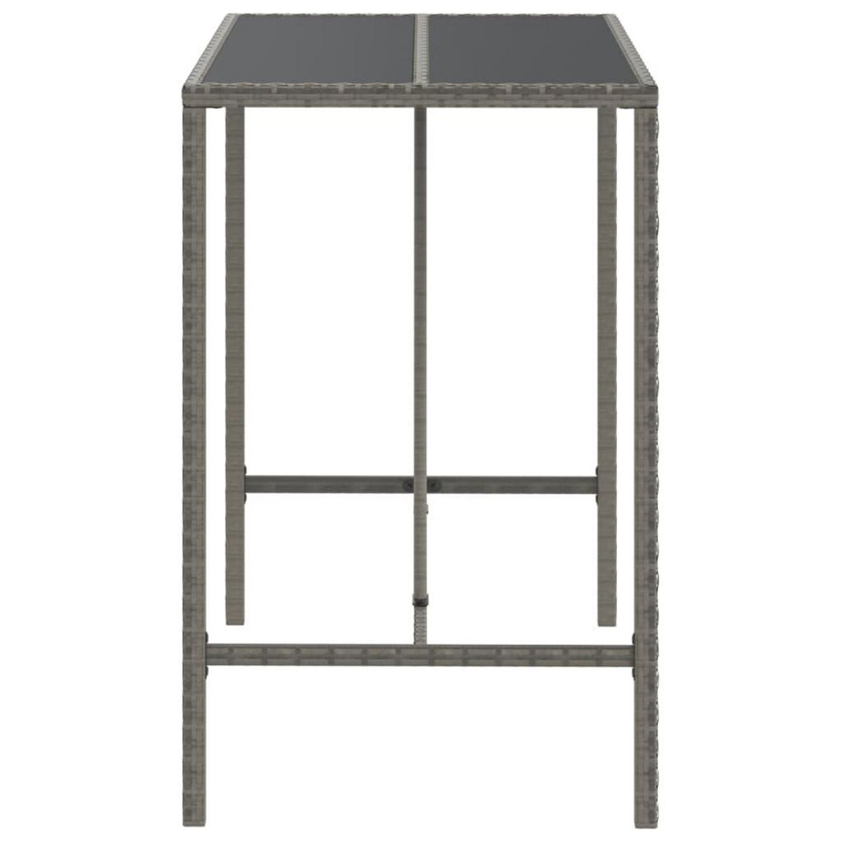 VIDAXL Table de bar et dessus en verre gris 110x70x110 cm poly rotin