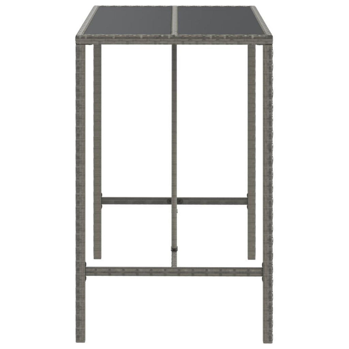 VIDAXL Table de bar et dessus en verre gris 110x70x110 cm poly rotin