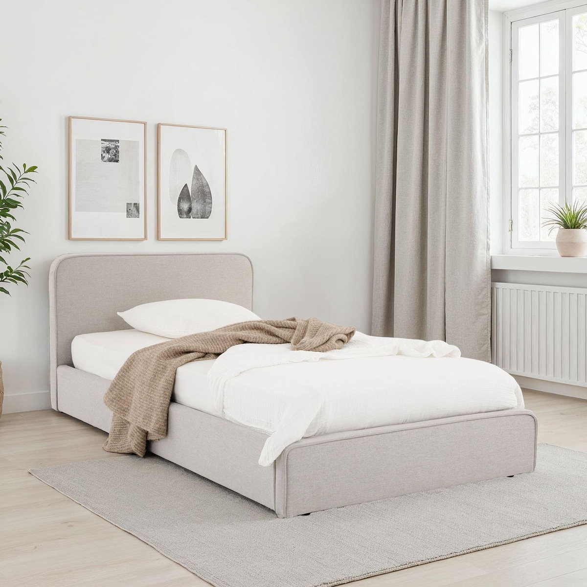 IDIMEX Lit simple BELARTI 90 x 190 cm rembourré, revêtement en tissu