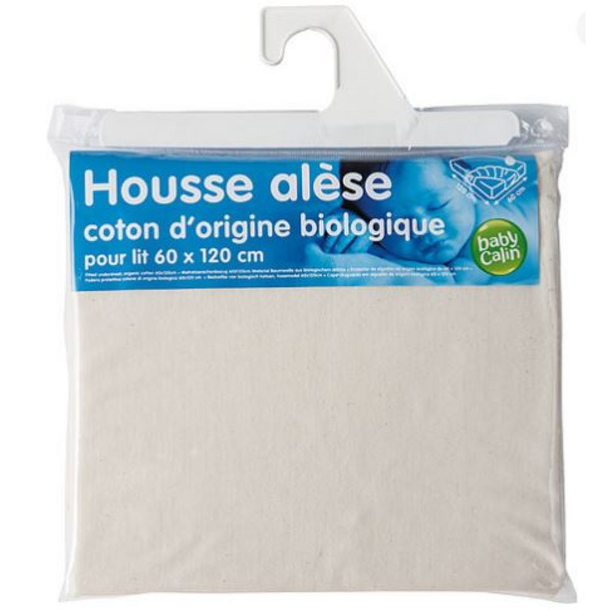 Babycalin Alèse housse pour lit bébé 60 x 120 cm en coton bio 