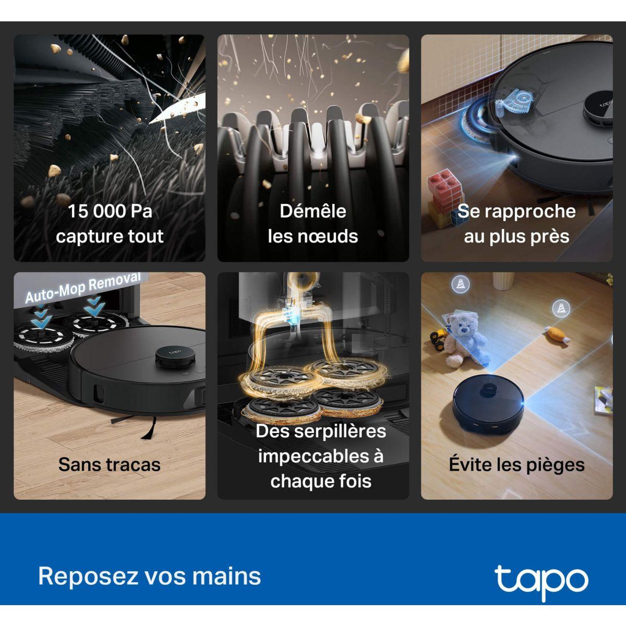 Voir la diapositive 4 : TP-LINK Robot aspirateur laveur tapo rv50 pro omni