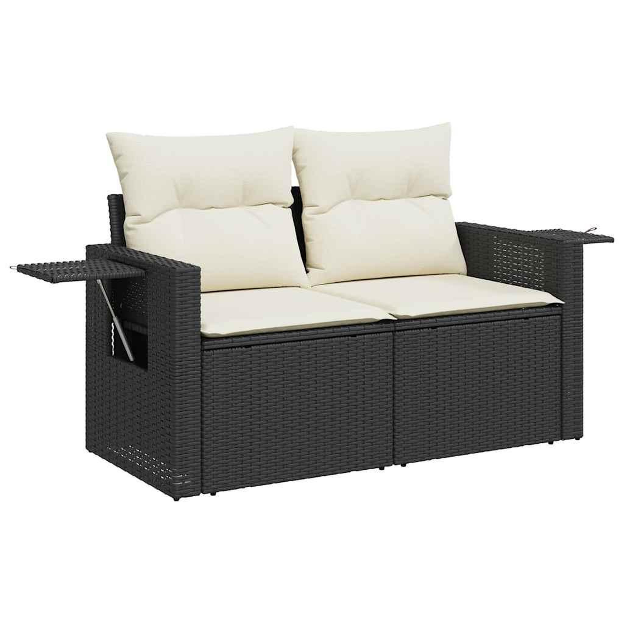 Voir la diapositive 3 : VIDAXL Salon de jardin 7 pcs avec coussins noir resine tressee
