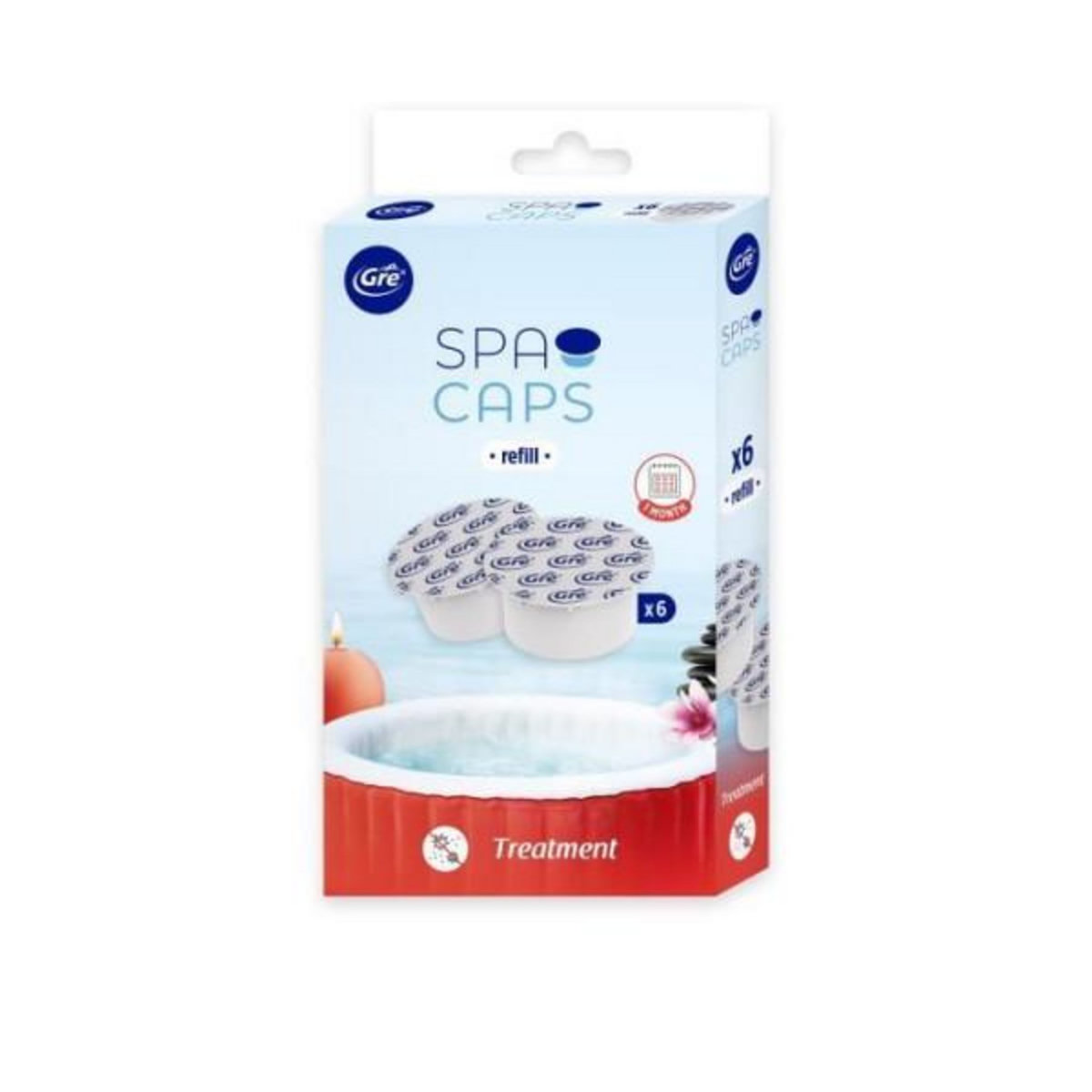 GRE GRE - Recharges SPA CAPS pour désinfection de spa gonflable - Sans chlore - 6 capsules