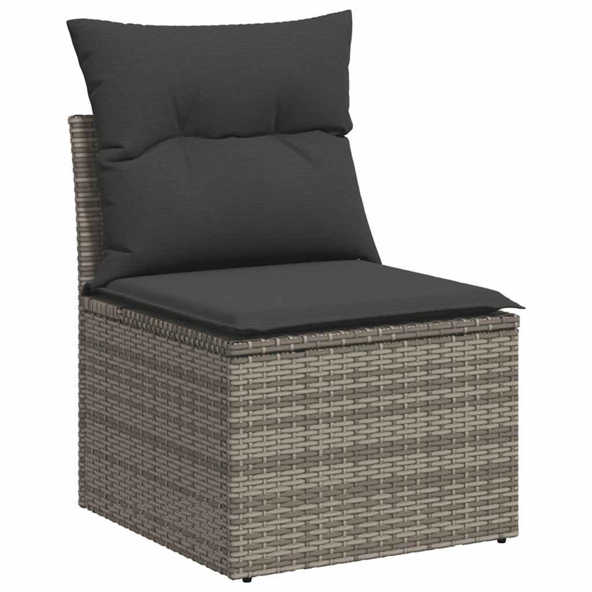 Voir la diapositive 3 : VIDAXL Salon de jardin avec coussins 10 pcs gris resine tressee acacia