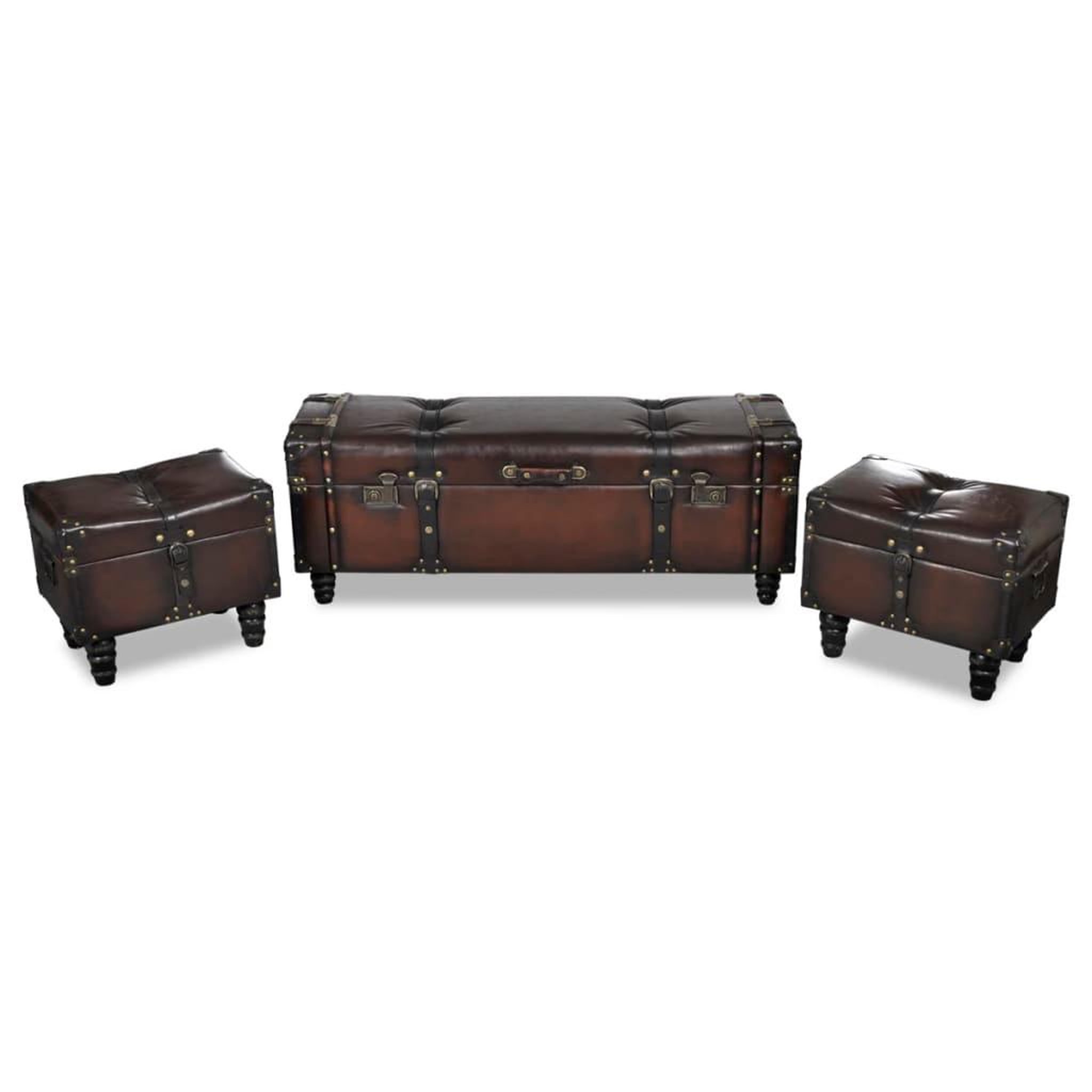 VIDAXL Ensemble de bancs de rangement 3 pcs marron