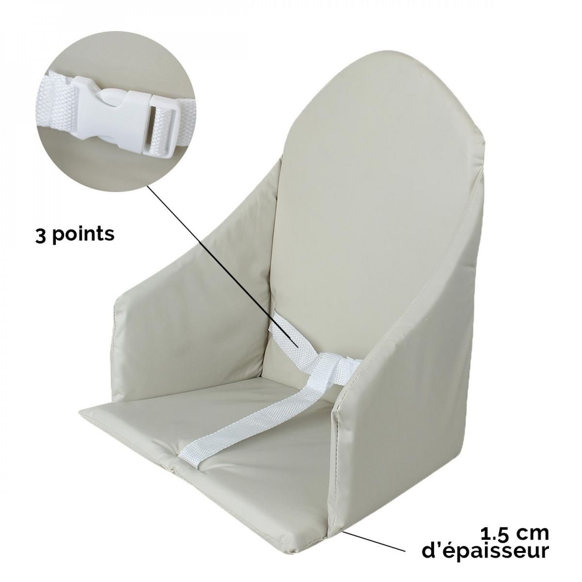 Monsieur Bébé Coussin d'assise universel Miam avec harnais pour chaise haute bébé