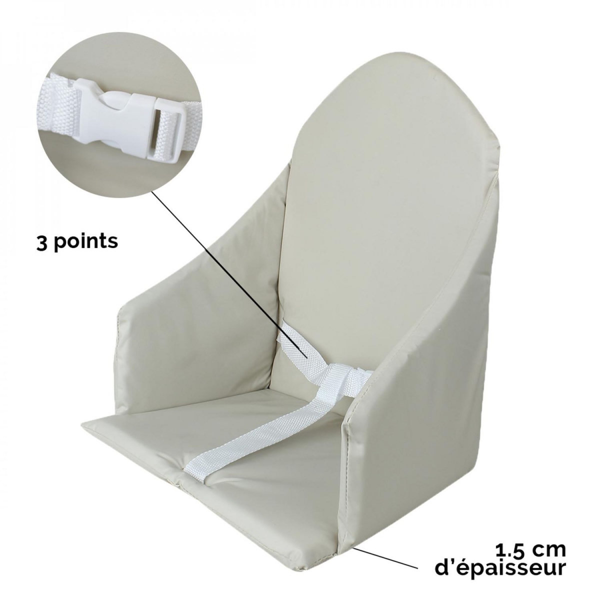 Monsieur Bébé Coussin d'assise universel Miam avec harnais pour chaise haute bébé