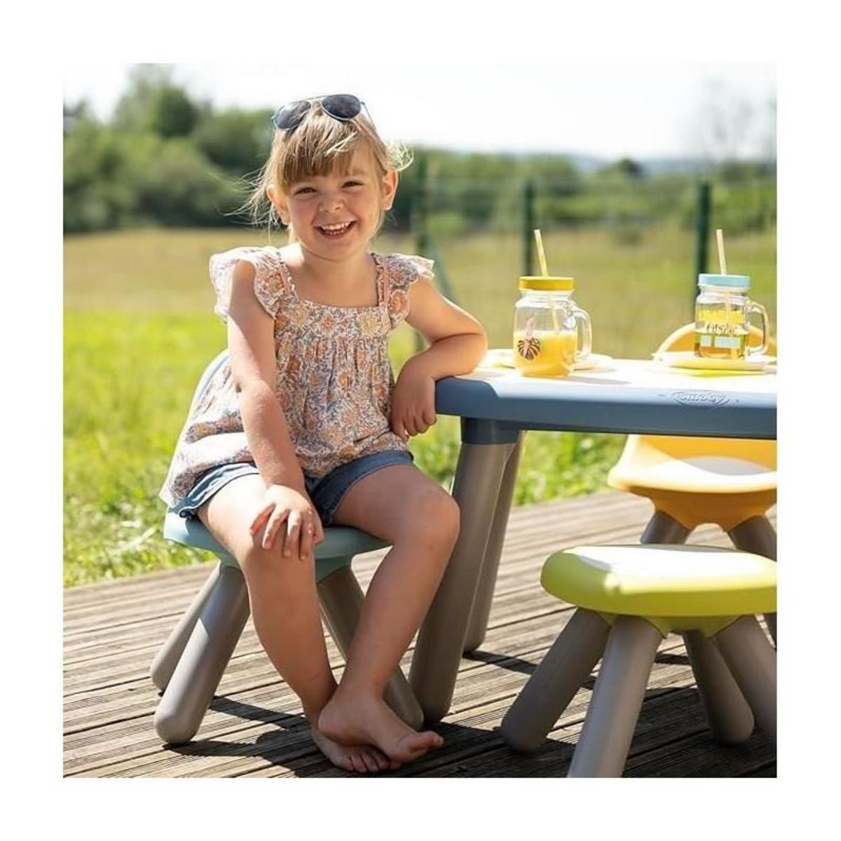 SMOBY Smoby - Chaise enfant Bleue- Extérieur et Intérieur - H27cm - Fabrication française