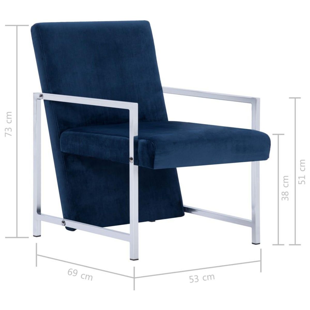 VIDAXL Fauteuil avec pieds chromes Bleu Velours