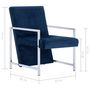 Voir la diapositive 6 : VIDAXL Fauteuil avec pieds chromes Bleu Velours