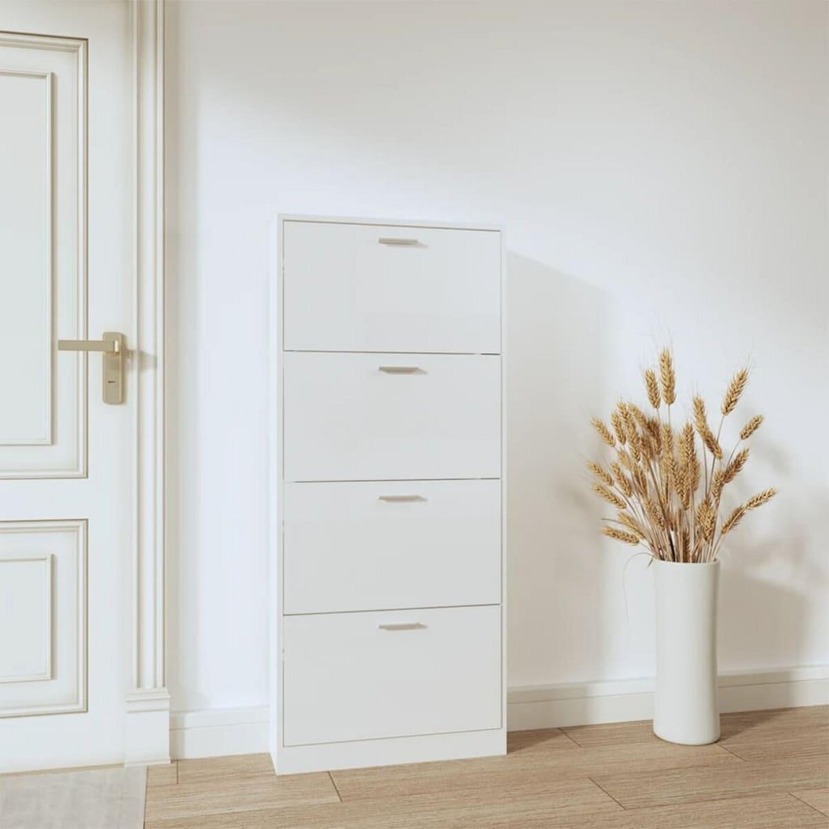 VIDAXL Armoire a chaussure Blanc brillant 59x17x150 cm Bois ingenierie
