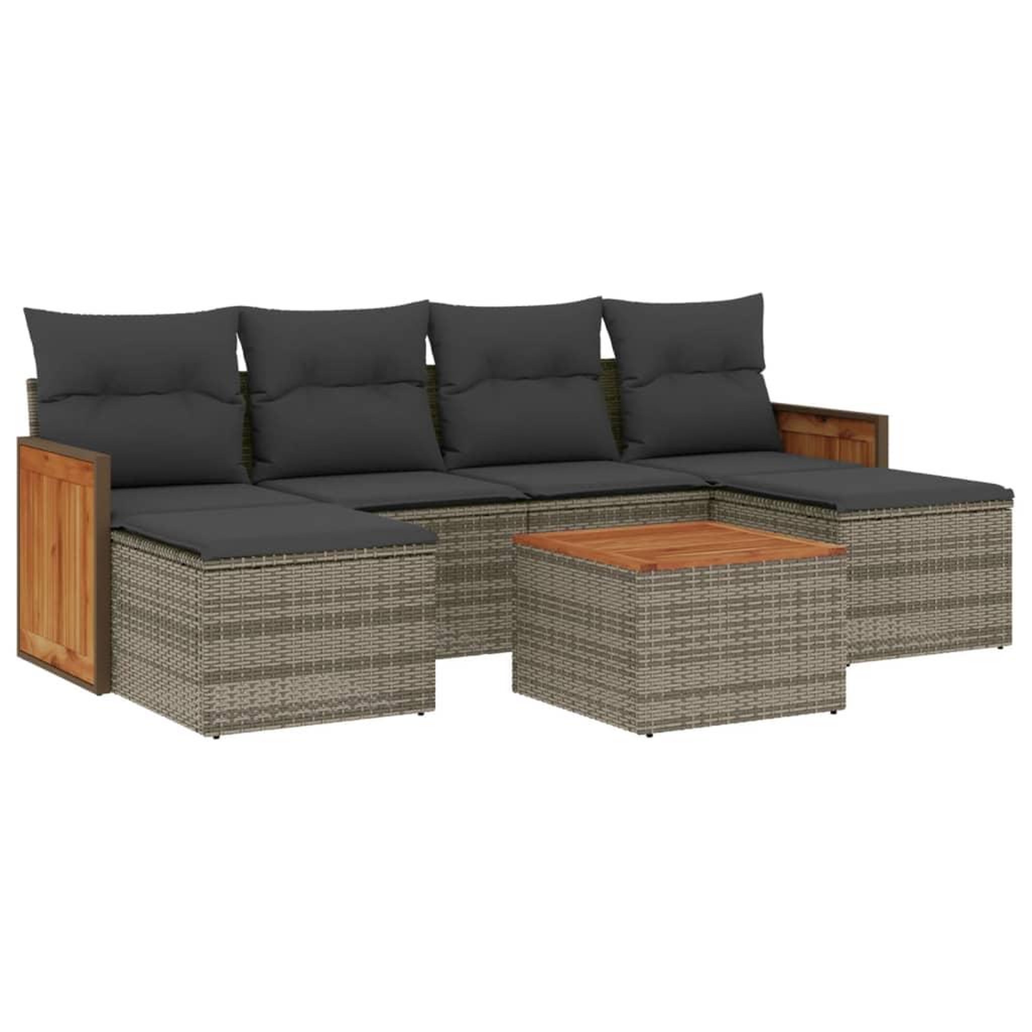 Voir la diapositive 2 : VIDAXL Salon de jardin avec coussins 7 pcs gris resine tressee