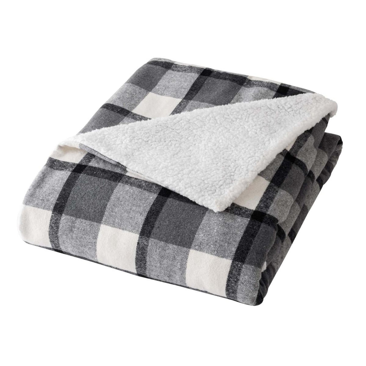 Paris Prix Plaid Tartan Sherpa  Ecossais  125x150cm Anthracite