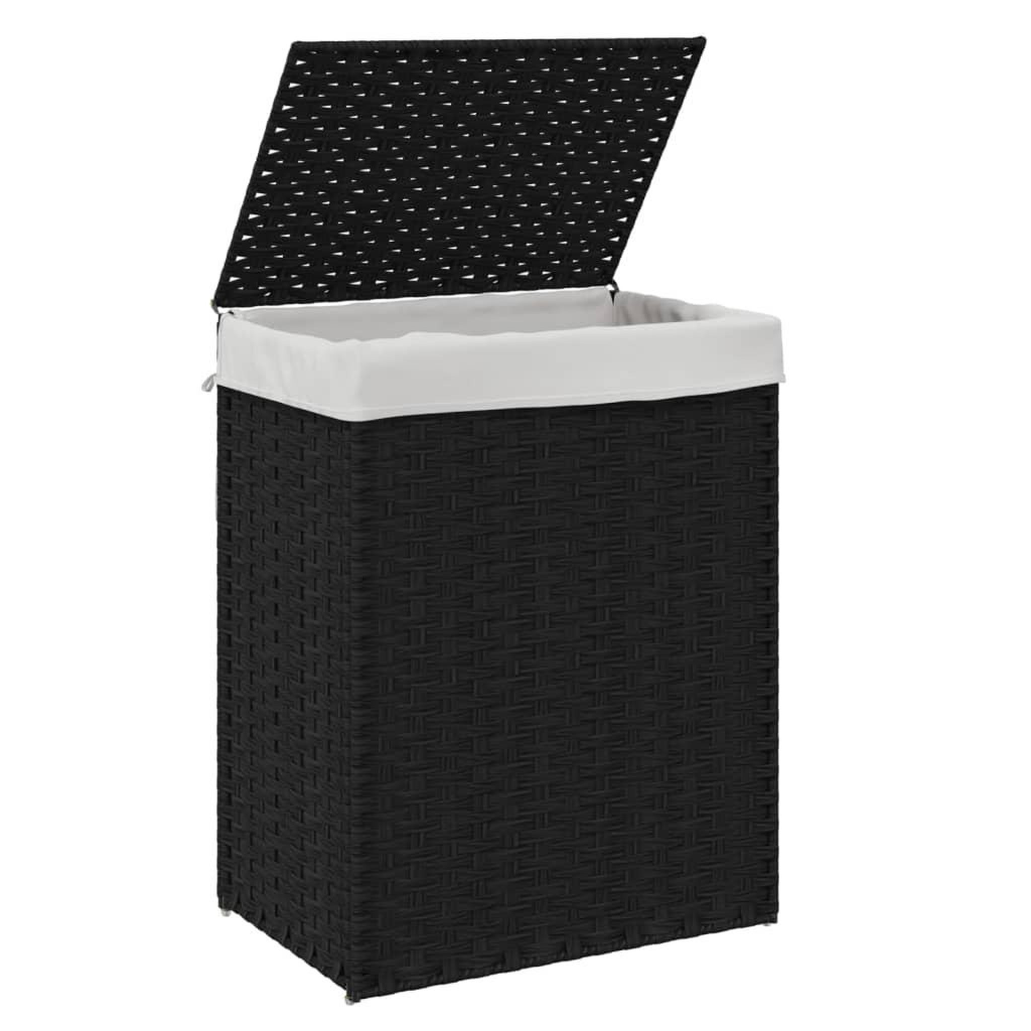 Voir la diapositive 4 : VIDAXL Panier a linge avec couvercle noir 46x33x60 cm resine tressee