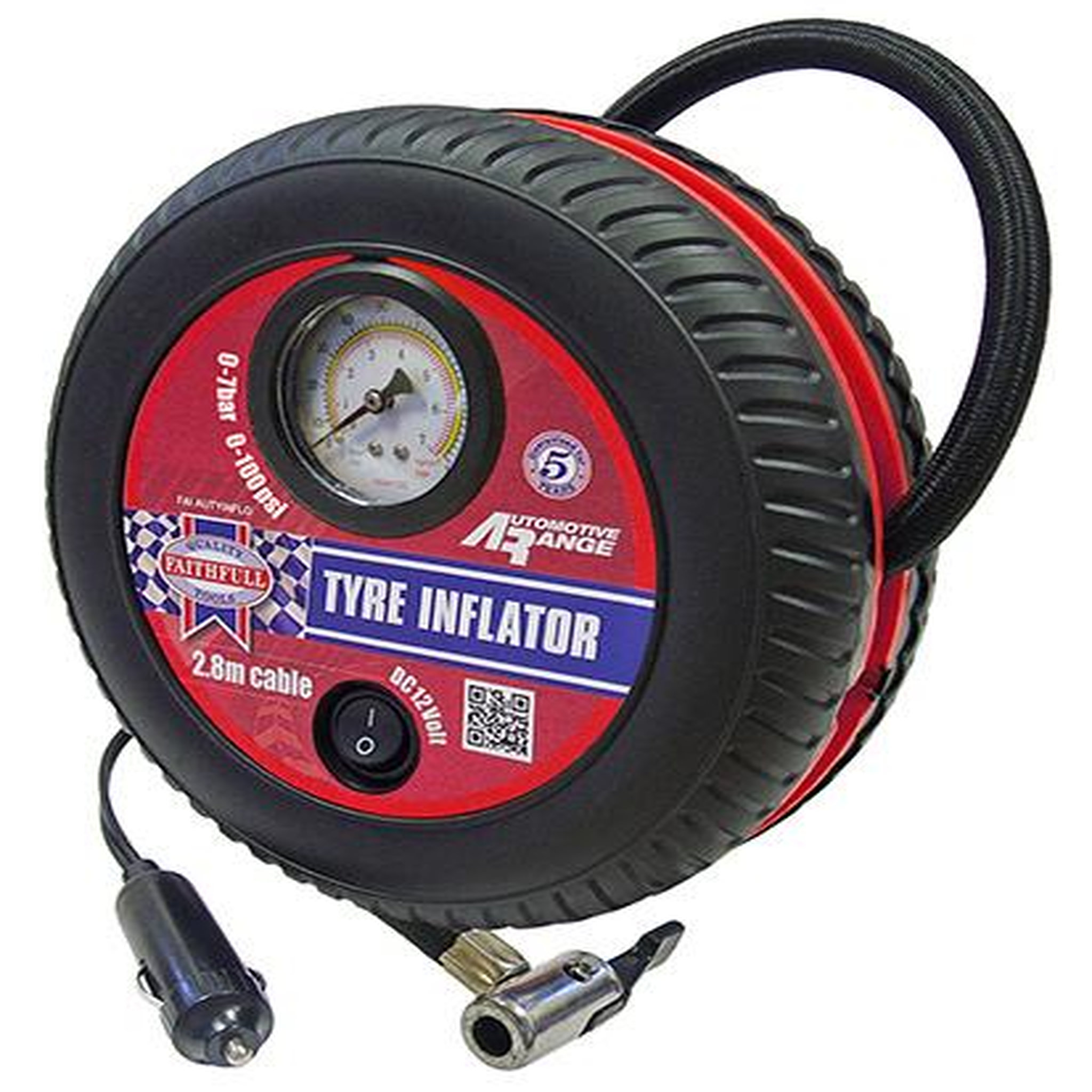 FAITHFULL Gonfleur compresseur air portable 12V 7bar