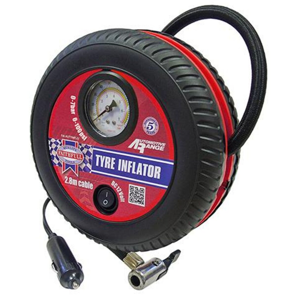 FAITHFULL Gonfleur compresseur air portable 12V 7bar