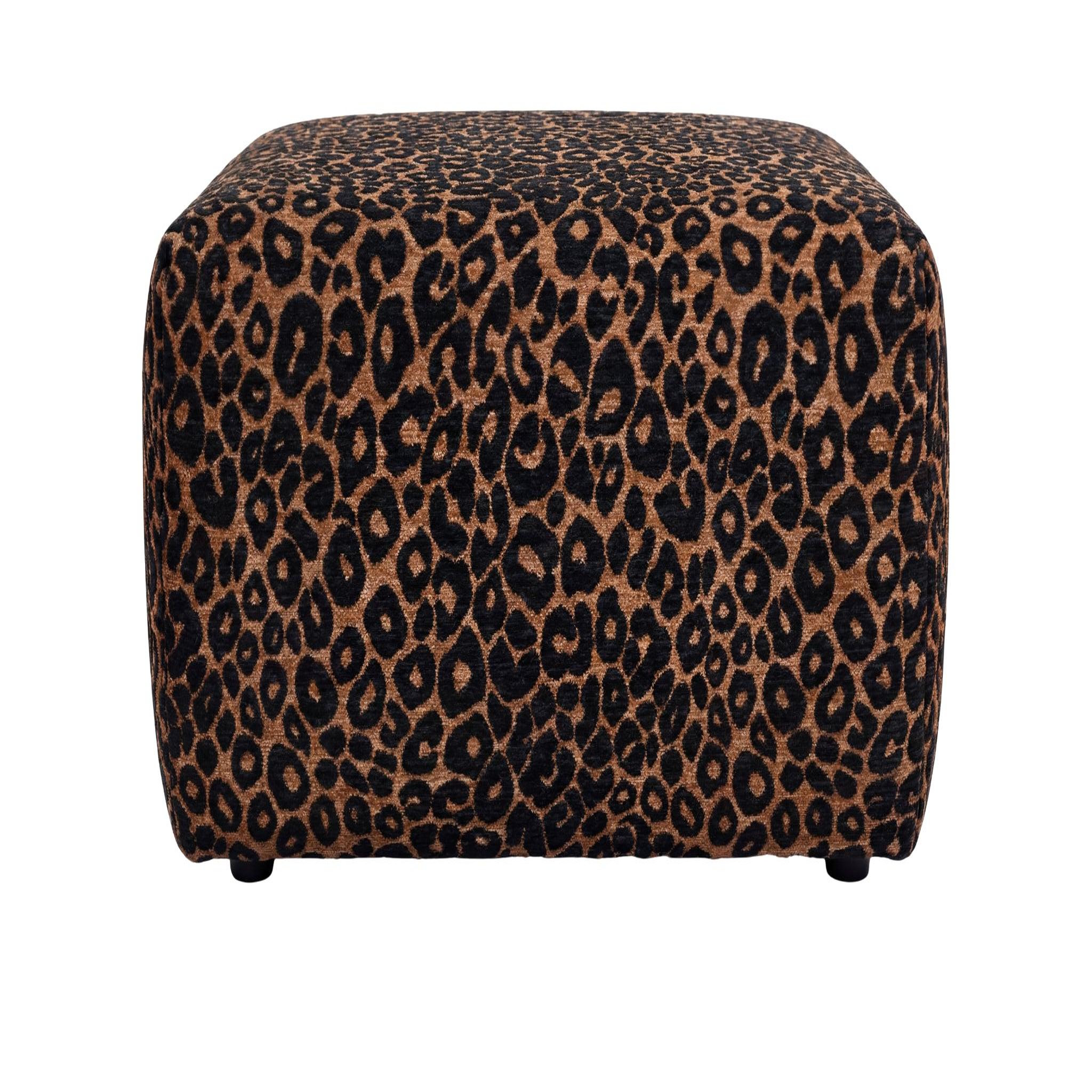 Voir la diapositive 1 : CASANOVA PARIS Elio - pouf en tissu imprimé animalier beige 74x74x41