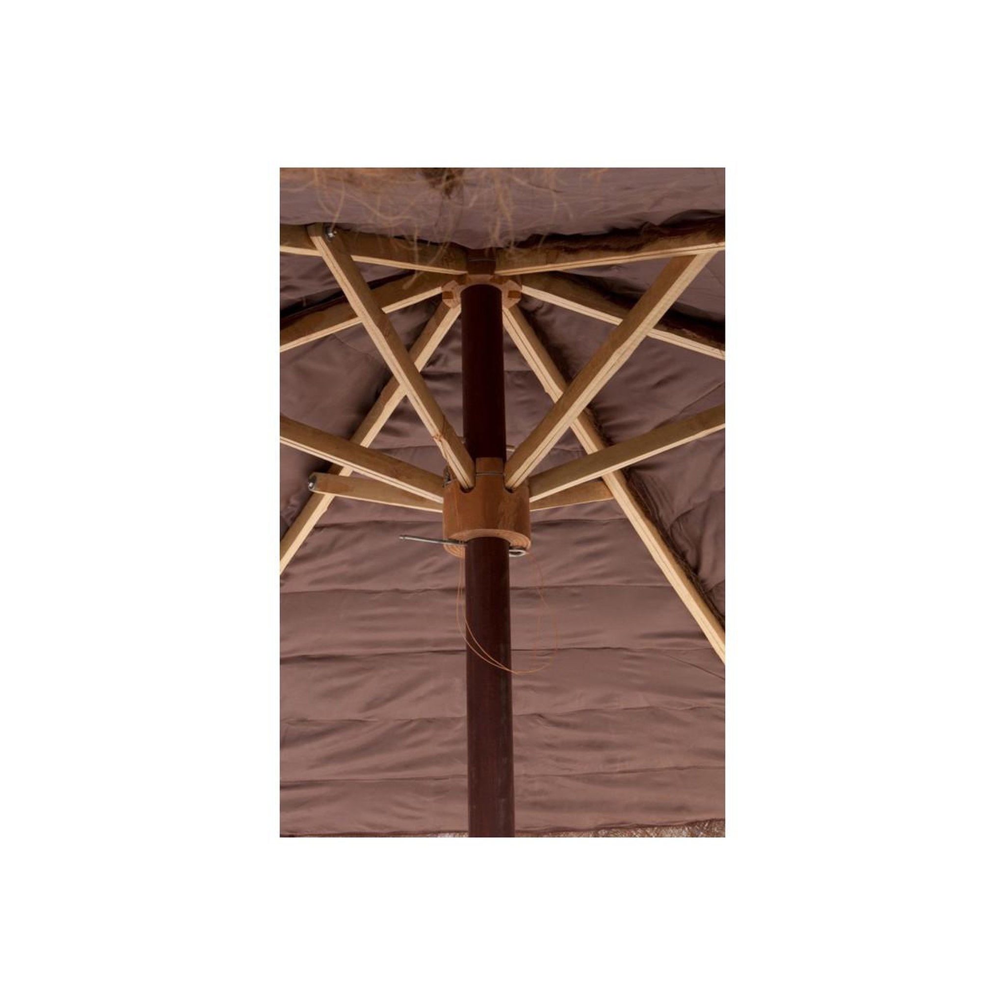 Voir la diapositive 3 : J-LINE Parasol en Bois  Cocotier  150cm Marron