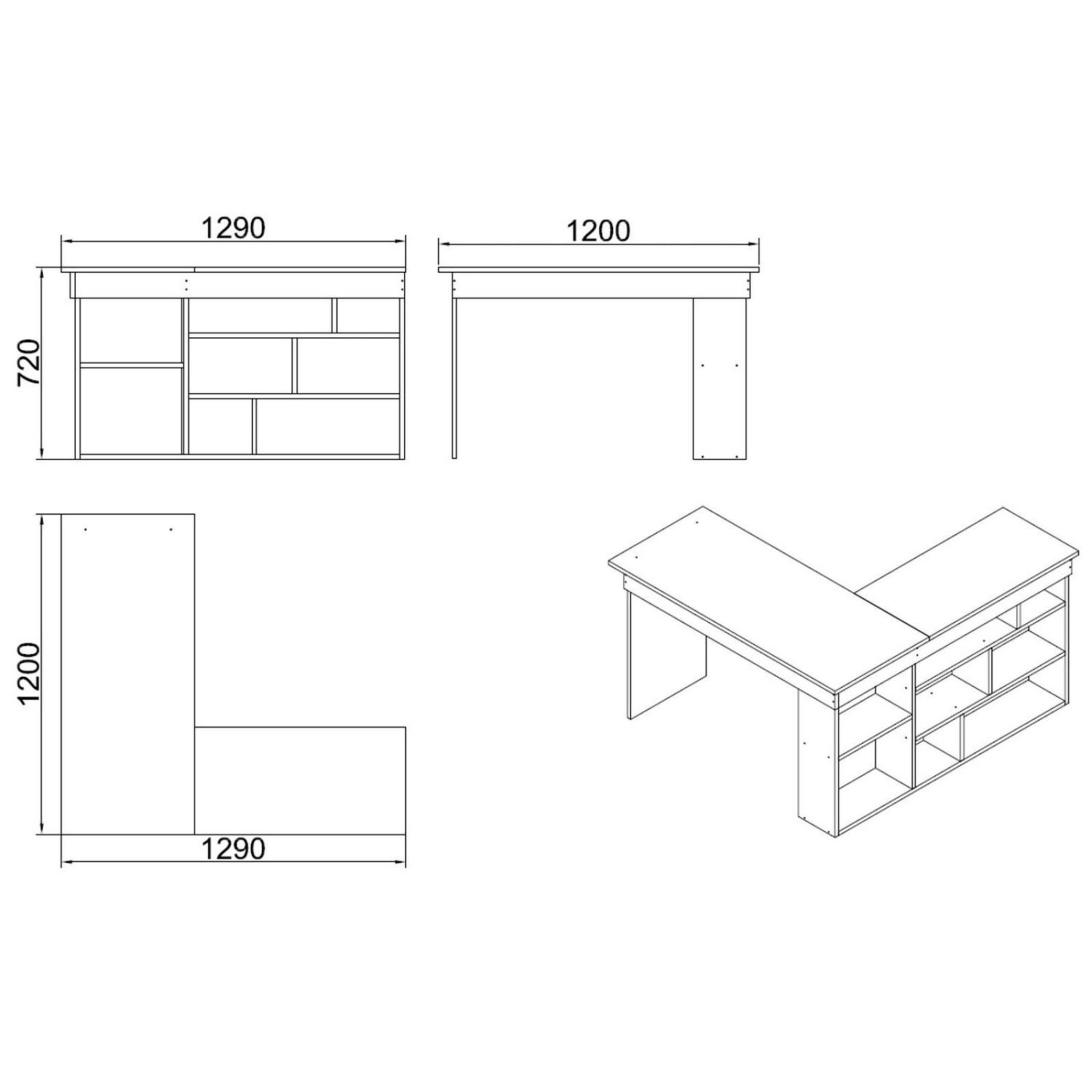 Voir la diapositive 3 : CONCEPT USINE Bureau d'angle 120x130cm avec rangements blanc JUKE