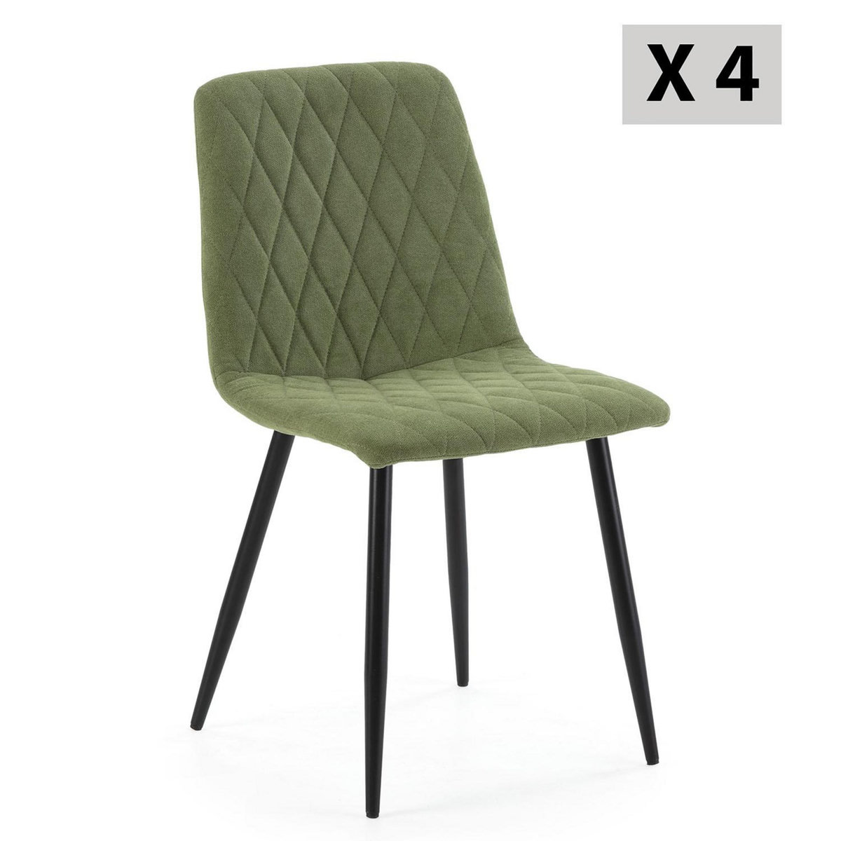 VS VENTA-STOCK Pack 4 chaises Abril recouvertes de tissu vert