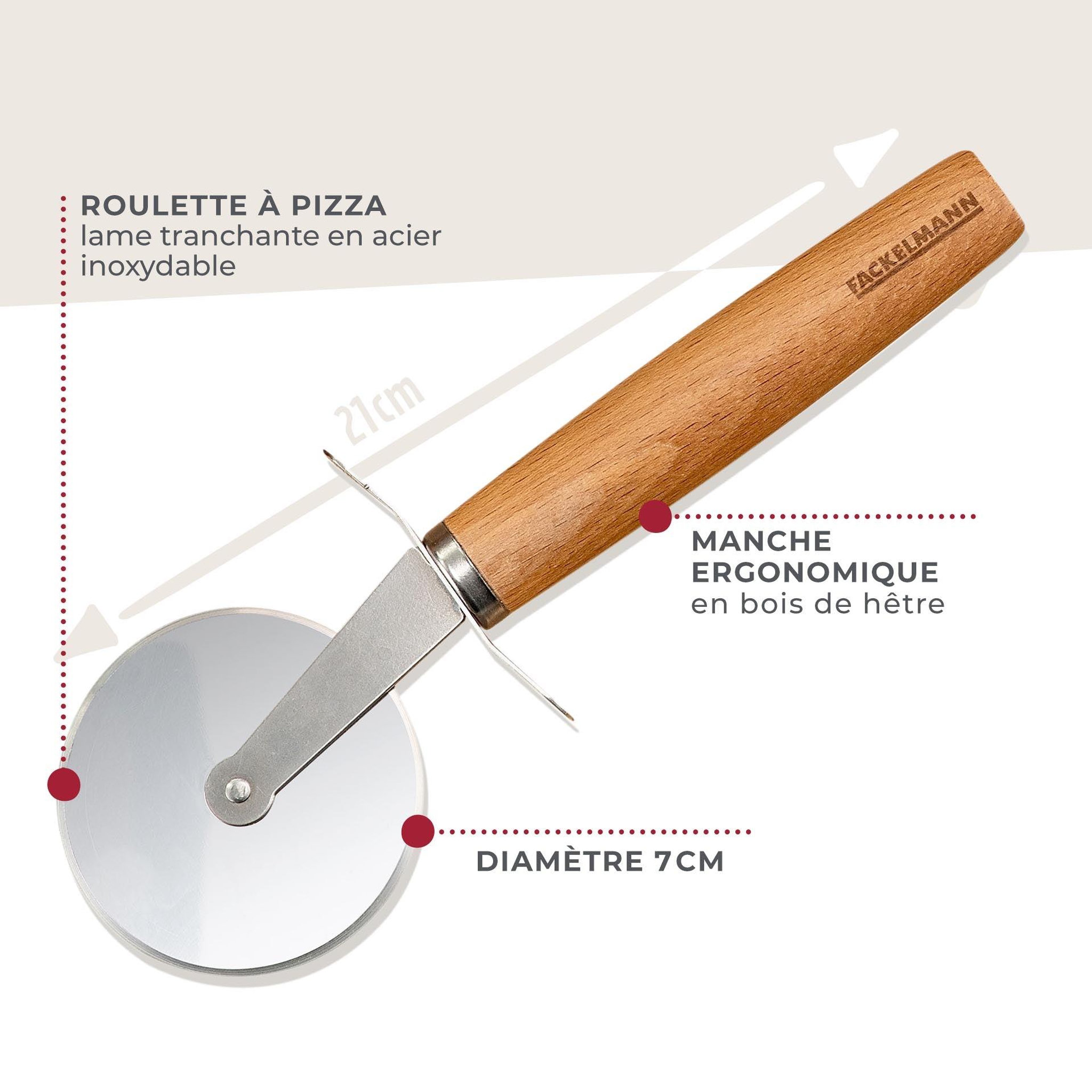 Voir la diapositive 3 : Fackelmann Roulette à pizza manche en bois 31 cm fackelmann pizza & pasta