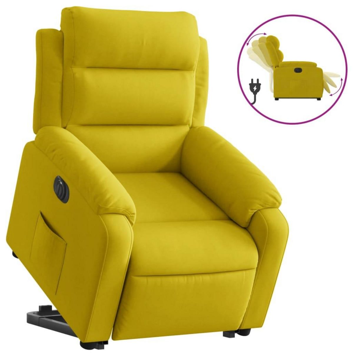 VIDAXL Fauteuil inclinable electrique jaune Velours