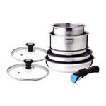 Arthur Martin Batterie de cuisine Arthur Martin AM2493 8 pieces - Acier Inoxydable - Poignée amovible - Tous feux dont induction