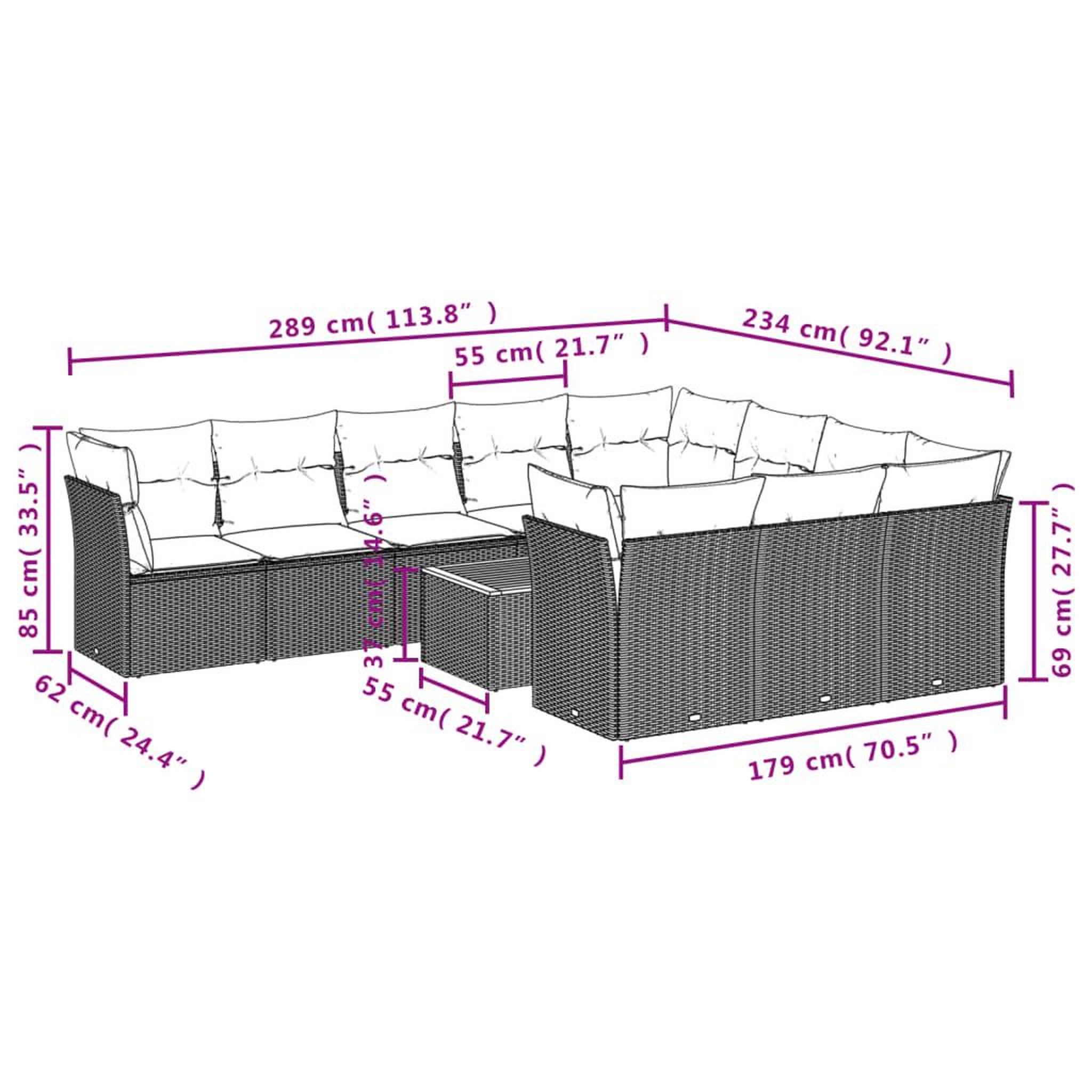 Voir la diapositive 3 : VIDAXL Salon de jardin 11 pcs avec coussins noir resine tressee