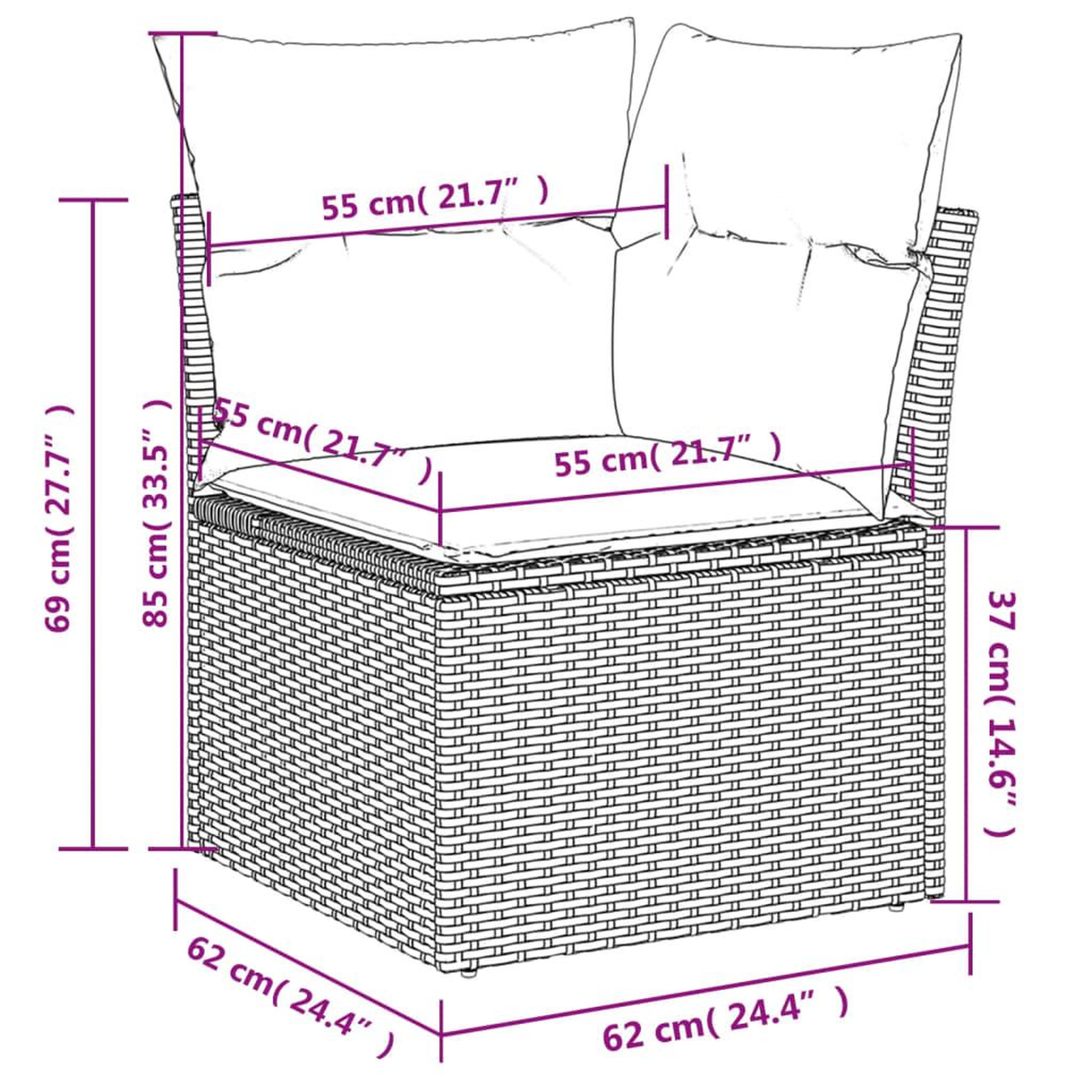 Voir la diapositive 6 : VIDAXL Canape d'angle de jardin avec coussins gris resine tressee