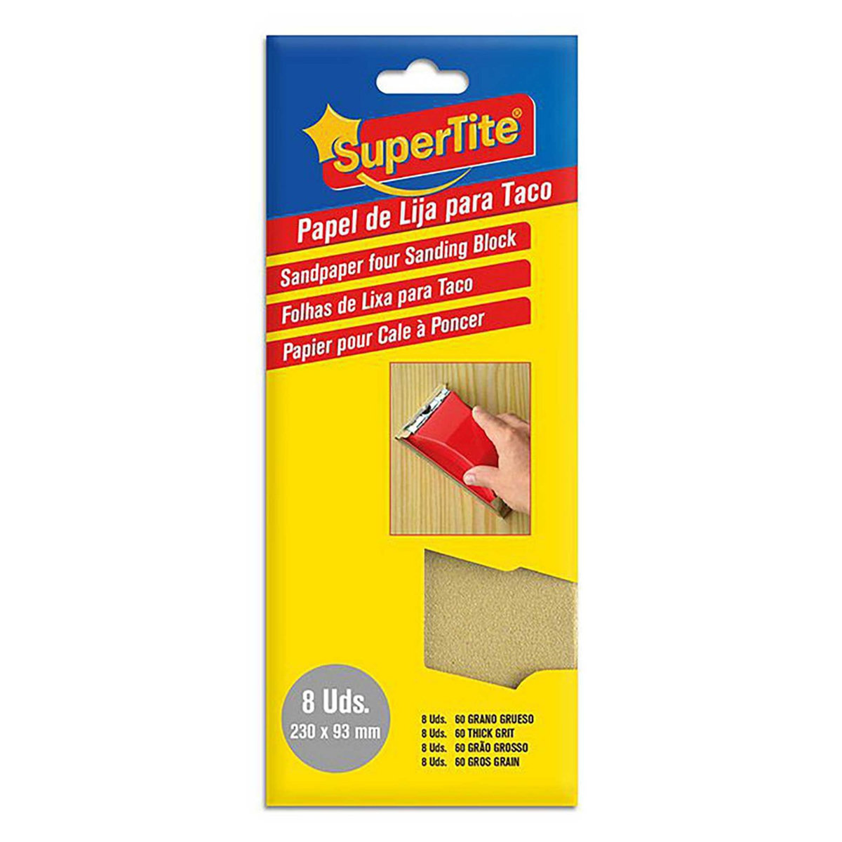 SUPERTITE Papier pour cale à poncer – 8 pièces  230 x 93 mm