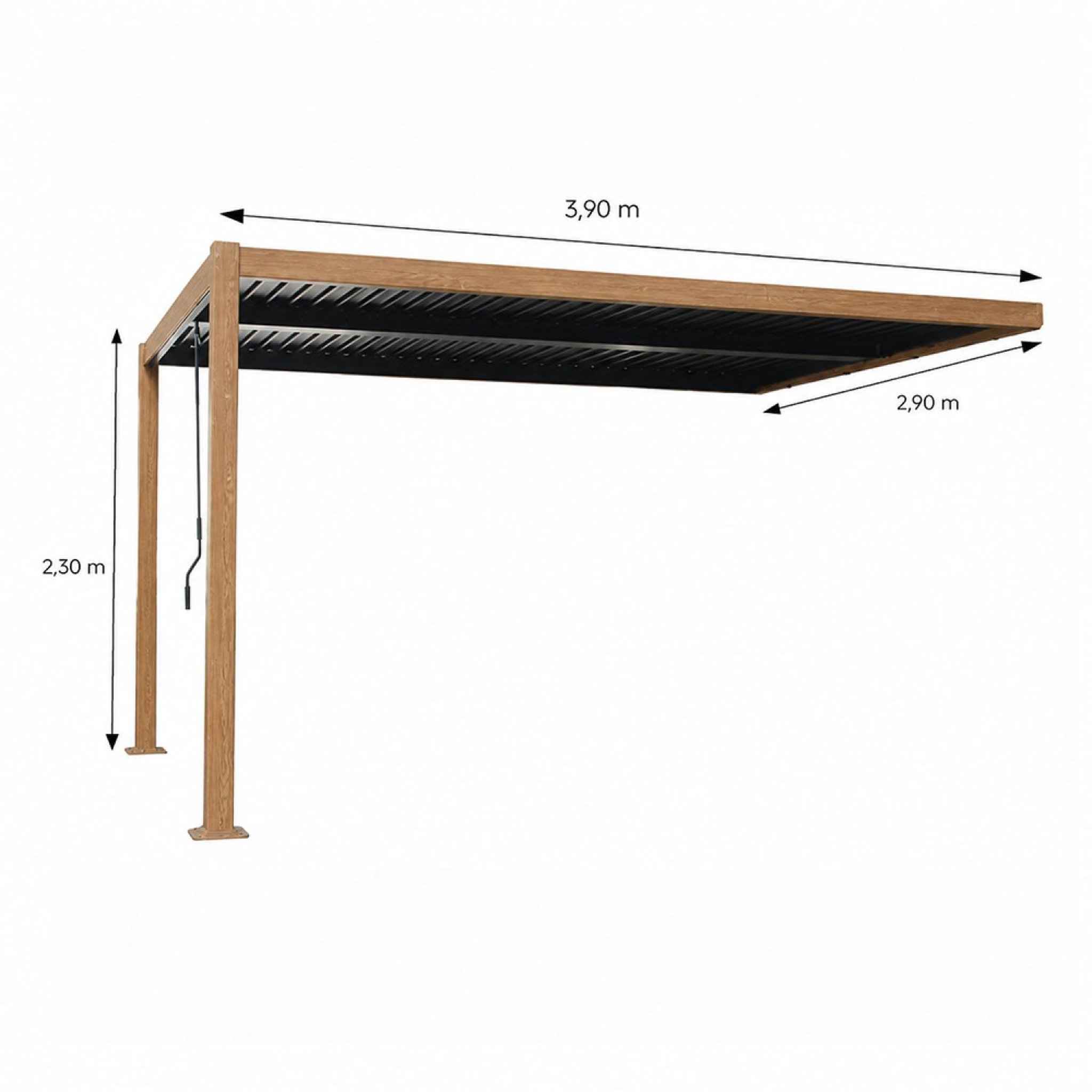 Voir la diapositive 3 : CONCEPT USINE Pergola bioclimatique 4x3m adossée effet bois sifnos