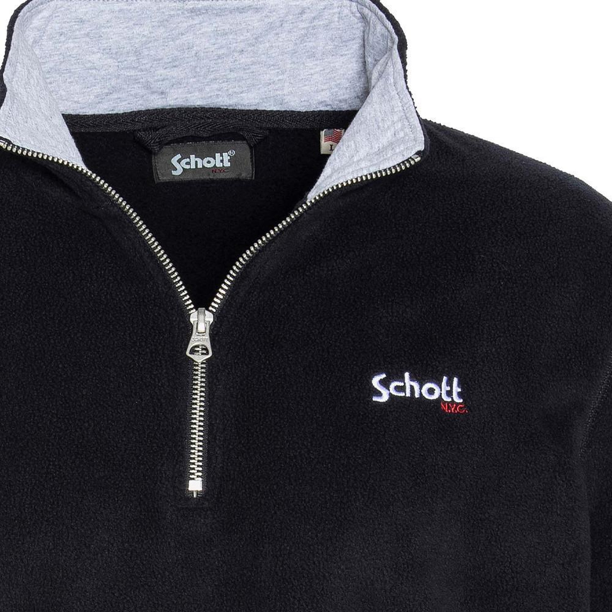 Voir la diapositive 5 : Schott Sweat Polaire Noir Homme Schott Half Zipped