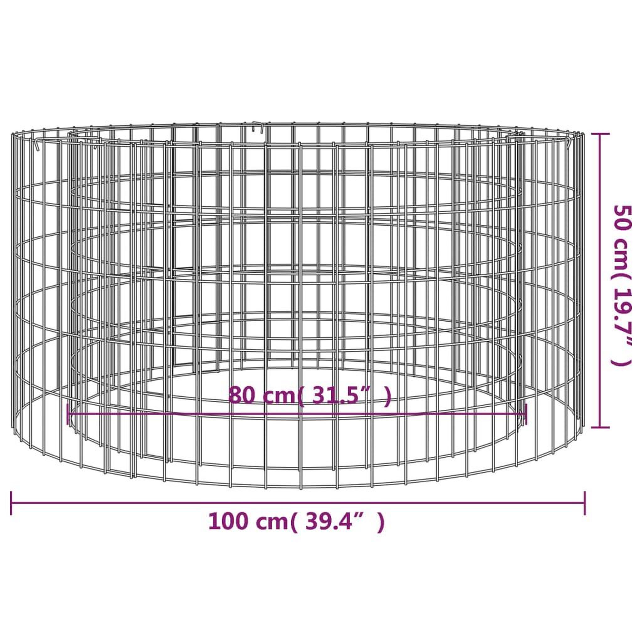 Voir la diapositive 6 : VIDAXL Foyer en gabion Ø 100 cm fer galvanise