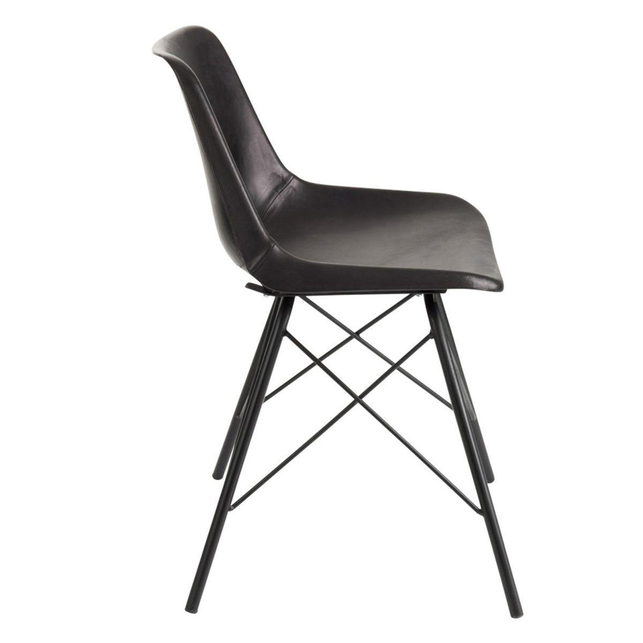 Voir la diapositive 3 : J-LINE Chaise design cuir & métal  tolbia  79cm noir