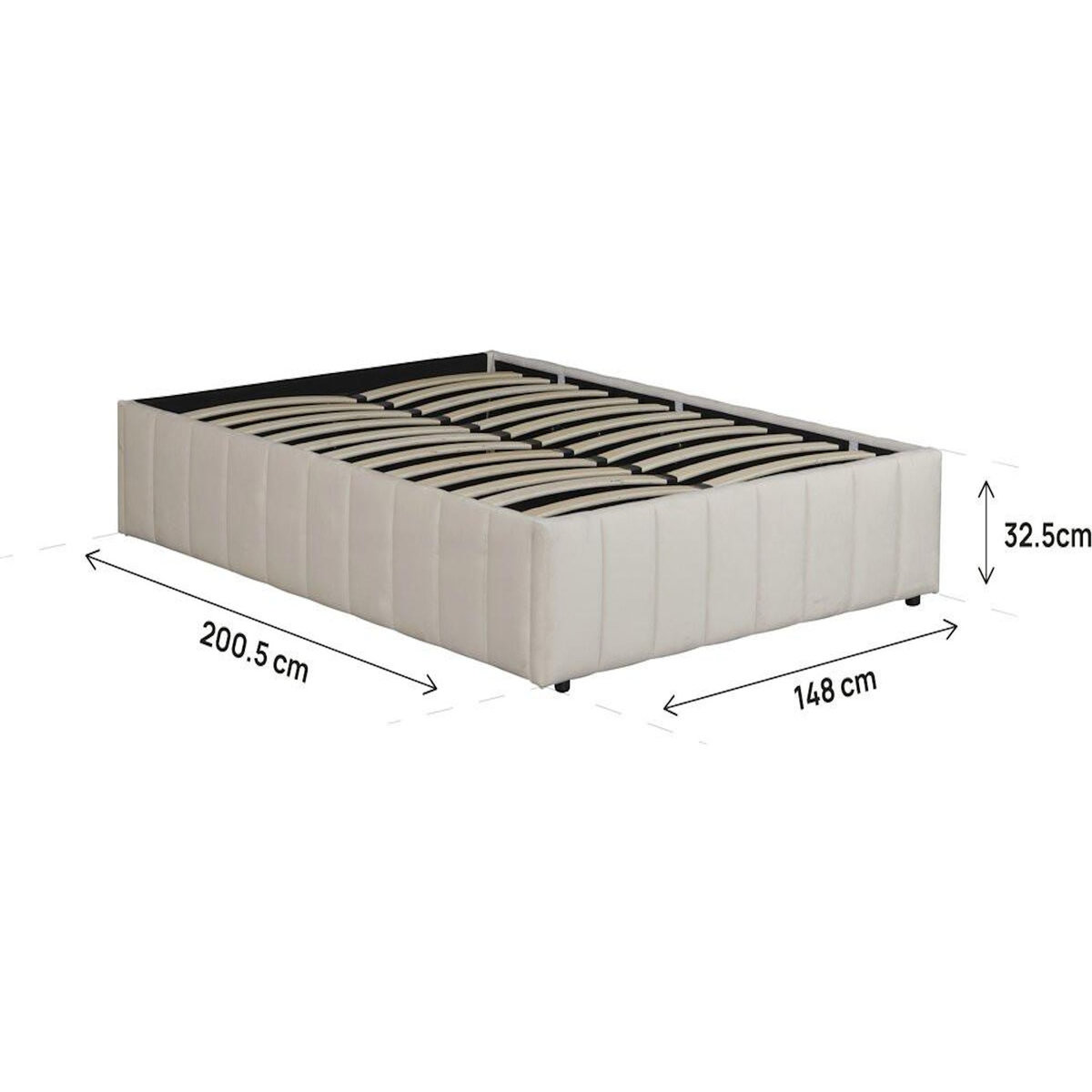 Habitat et Jardin Lit double en velours avec coffre  Meribel  - Beige - 140 x 190 cm