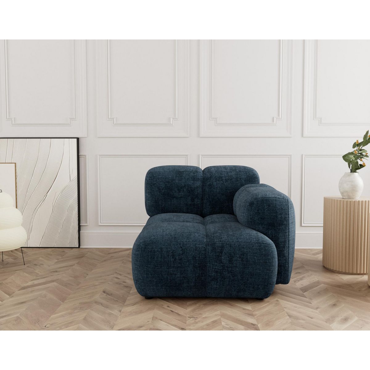 LISA DESIGN Grace - module d'assise droit en velours texturé